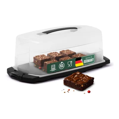 Novaliv 2x Kuchen-Transportbox (Rechteckig 39 x 17 x 14 cm), Aufbewahrungsbox mit Deckel für Kuchen & Torten, Tortentransportbox Tortenglocke Tortenbehälter, Zubehör Box Dessert Haube Aufbewahrung