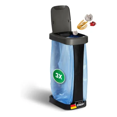 Novaliv 3 Stück Müllsackständer mit Deckel für 70L-120L Müllsäcke, extra Robust & Fester Stand Outdoor geeignet, gelber Sack Müllständer Gelbersack-Halter Müll Abfall Ständer Mülltonne