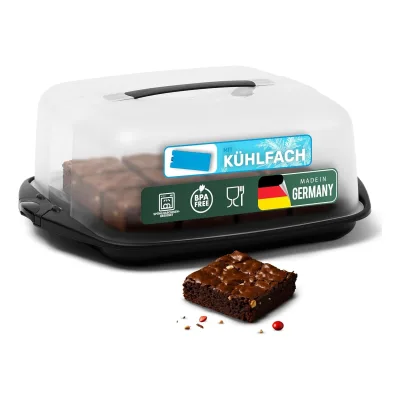 Novaliv Kuchen-Transportbox (Rechteckig 38 x 33 x 15 cm), Aufbewahrungsbox mit Deckel für Kuchen & Torten, Tortentransportbox Tortenglocke Tortenbehälter, Zubehör Box Dessert Glocke Aufbewahrung