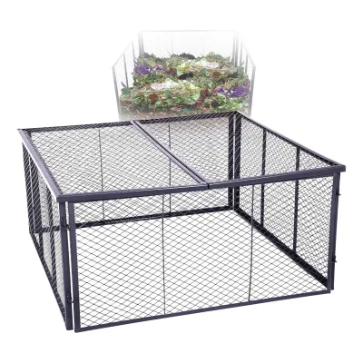 Novatool Garten-Komposter Metall 100x100x100 cm + Deckel oder Boden, mit erweiterbarem Stecksytem, pulverbeschichteter Metallkomposter mit 1000 Liter Volumen Draht Kompost Kompostkiste Rasenkomposter