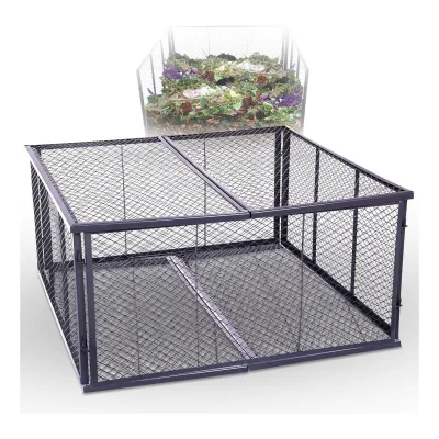 Novatool Garten-Komposter Metall 100x100x100 cm + Deckel und Boden, mit erweiterbarem Stecksytem, pulverbeschichteter Metallkomposter mit 1000 Liter Volumen, Draht Kompost Kompostkiste Rasenkomposter