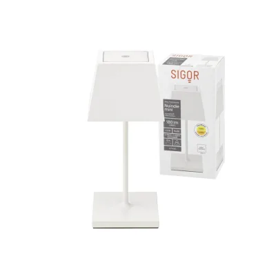 Nuindie  MINI LED Akku Tischleuchte Außentischleuchte IP54 weiß eckig Sigor Tischlampe