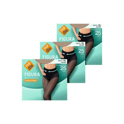 NUR DIE Damen Feinstrumpfhose Figura Große Größen 25 DEN 3er Pack