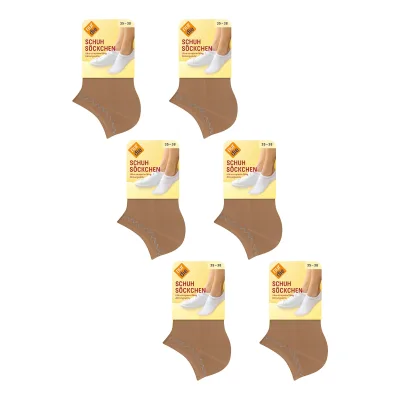 NUR DIE Damen Sneakersocken Schuhsöckchen 6er Pack