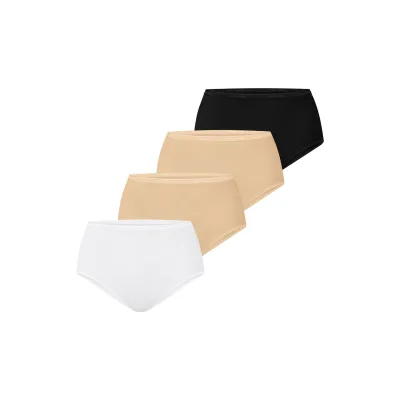 NUR DIE Damen Taillenslip Baumwolle 4er Pack