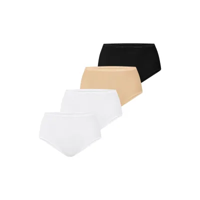 NUR DIE Damen Taillenslip Baumwolle 4er Pack