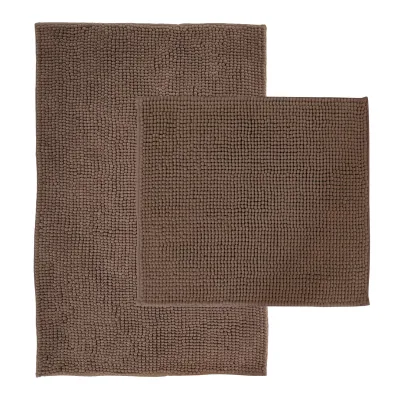 NYVI Badematte NYVISpa Chenille Rechteckig - Badezimmerteppich - Rutschfest, Saugfähig, Schnell Trocknend, Fußbodenheizung geeignet, Waschbar, Weich Farbe:Taupe;Größe:Set 45x50 + 50x80 cm