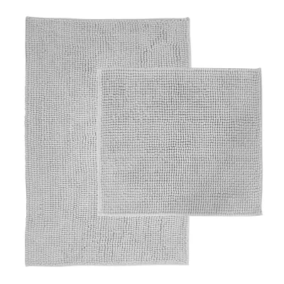 NYVI Badematte NYVISpa Chenille Rechteckig - Badezimmerteppich - Rutschfest, Saugfähig, Schnell Trocknend, Fußbodenheizung geeignet, Waschbar, Weich Farbe:Weiß;Größe:Set 45x50 + 50x80 cm