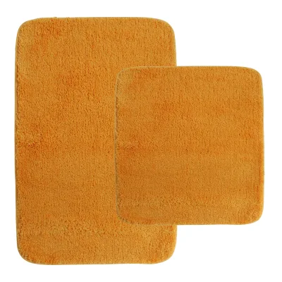 NYVI Badematte NYVISpa Lasalle  - Badezimmerteppich - Rutschfest, Saugfähig, Schnell Trocknend, Fußbodenheizung geeignet, Waschbar, Weich Farbe:Orange;Größe:Set 45x50 + 50x80 cm