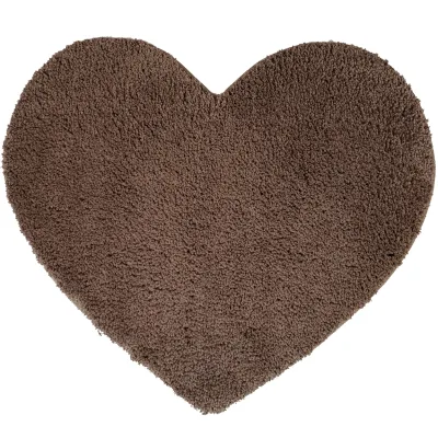 NYVI Badematte NYVISpa Lasalle  - Badezimmerteppich - Rutschfest, Saugfähig, Schnell Trocknend, Fußbodenheizung geeignet, Waschbar, Weich Farbe:Taupe;Größe:Badematte Herz 70x80 cm