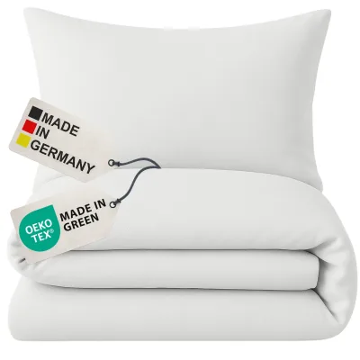 NYVI Biber Winter Bettwäsche Deluxe mit Reißverschluss - Flauschige Bettgarnitur, 100% Baumwolle, 145g/m², Einlaufschutz Farbe:Weiß;Größe:155x220 cm