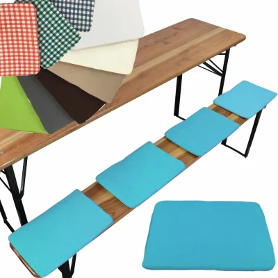 NYVI Bierbank Sitzkissen 36x25 cm NYVIGala 4er Set - Komfortable Sitzpolster für Bierbänke - Bierbankkissen mit elastischer Klettband Befestigung Farbe:Aqua