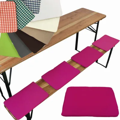 NYVI Bierbank Sitzkissen 36x25 cm NYVIGala 4er Set - Komfortable Sitzpolster für Bierbänke - Bierbankkissen mit elastischer Klettband Befestigung Farbe:Beere