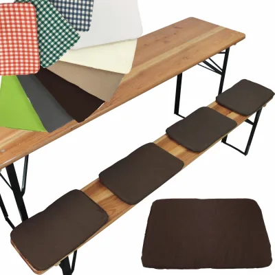 NYVI Bierbank Sitzkissen 36x25 cm NYVIGala 4er Set - Komfortable Sitzpolster für Bierbänke - Bierbankkissen mit elastischer Klettband Befestigung Farbe:Braun