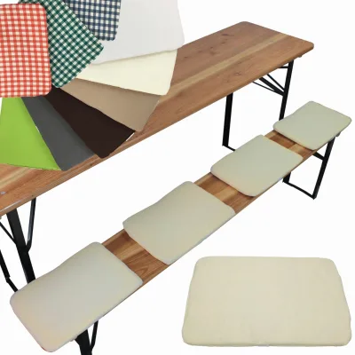 NYVI Bierbank Sitzkissen 36x25 cm NYVIGala 4er Set - Komfortable Sitzpolster für Bierbänke - Bierbankkissen mit elastischer Klettband Befestigung Farbe:Ecru