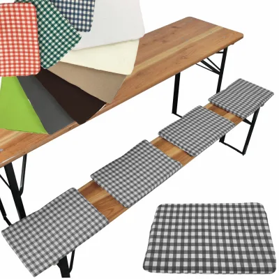 NYVI Bierbank Sitzkissen 36x25 cm NYVIGala 4er Set - Komfortable Sitzpolster für Bierbänke - Bierbankkissen mit elastischer Klettband Befestigung Farbe:Grau Kariert