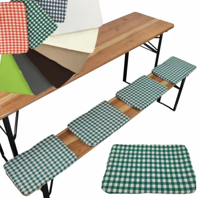 NYVI Bierbank Sitzkissen 36x25 cm NYVIGala 4er Set - Komfortable Sitzpolster für Bierbänke - Bierbankkissen mit elastischer Klettband Befestigung Farbe:Grün Kariert