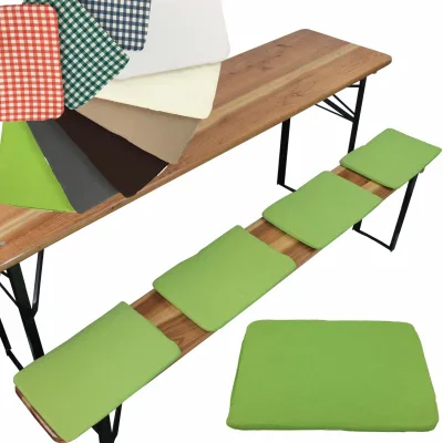 NYVI Bierbank Sitzkissen 36x25 cm NYVIGala 4er Set - Komfortable Sitzpolster für Bierbänke - Bierbankkissen mit elastischer Klettband Befestigung Farbe:Grün