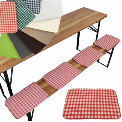 NYVI Bierbank Sitzkissen 36x25 cm NYVIGala 4er Set - Komfortable Sitzpolster für Bierbänke - Bierbankkissen mit elastischer Klettband Befestigung Farbe:Rot Kariert