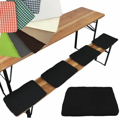 NYVI Bierbank Sitzkissen 36x25 cm NYVIGala 4er Set - Komfortable Sitzpolster für Bierbänke - Bierbankkissen mit elastischer Klettband Befestigung Farbe:Schwarz
