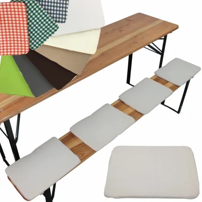 NYVI Bierbank Sitzkissen 36x25 cm NYVIGala 4er Set - Komfortable Sitzpolster für Bierbänke - Bierbankkissen mit elastischer Klettband Befestigung Farbe:Weiß