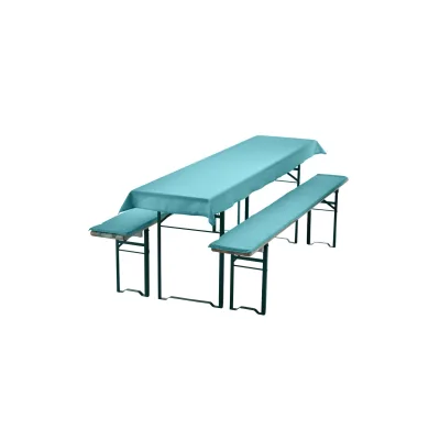 NYVI Bierbankauflagen Set NYVIGala 3 teilig - Auflagen für Bierzeltgarnitur - Tischdecke für Biertisch & Sitzpolster für Bierbänke Farbe:Aqua;Größe:240x70 cm