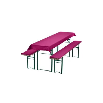 NYVI Bierbankauflagen Set NYVIGala 3 teilig - Auflagen für Bierzeltgarnitur - Tischdecke für Biertisch & Sitzpolster für Bierbänke Farbe:Beere;Größe:240x90 cm