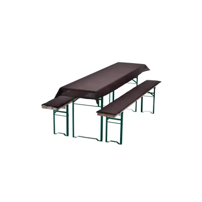 NYVI Bierbankauflagen Set NYVIGala 3 teilig - Auflagen für Bierzeltgarnitur - Tischdecke für Biertisch & Sitzpolster für Bierbänke Farbe:Braun;Größe:240x90 cm