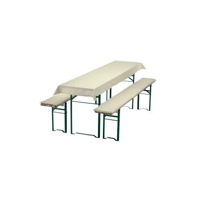 NYVI Bierbankauflagen Set NYVIGala 3 teilig - Auflagen für Bierzeltgarnitur - Tischdecke für Biertisch & Sitzpolster für Bierbänke Farbe:Ecru;Größe:240x90 cm