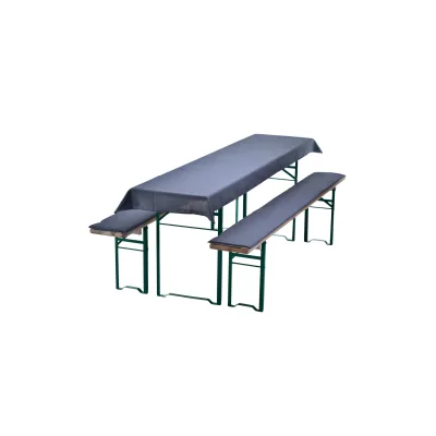NYVI Bierbankauflagen Set NYVIGala 3 teilig - Auflagen für Bierzeltgarnitur - Tischdecke für Biertisch & Sitzpolster für Bierbänke Farbe:Grau;Größe:240x90 cm