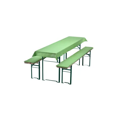 NYVI Bierbankauflagen Set NYVIGala 3 teilig - Auflagen für Bierzeltgarnitur - Tischdecke für Biertisch & Sitzpolster für Bierbänke Farbe:Grün;Größe:240x90 cm