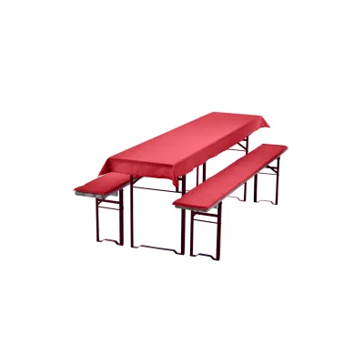 NYVI Bierbankauflagen Set NYVIGala 3 teilig - Auflagen für Bierzeltgarnitur - Tischdecke für Biertisch & Sitzpolster für Bierbänke Farbe:Rot;Größe:240x70 cm