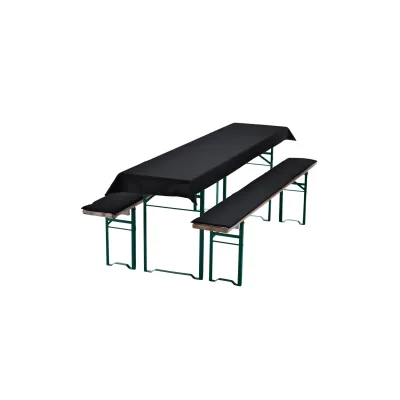 NYVI Bierbankauflagen Set NYVIGala 3 teilig - Auflagen für Bierzeltgarnitur - Tischdecke für Biertisch & Sitzpolster für Bierbänke Farbe:Schwarz;Größe:240x70 cm