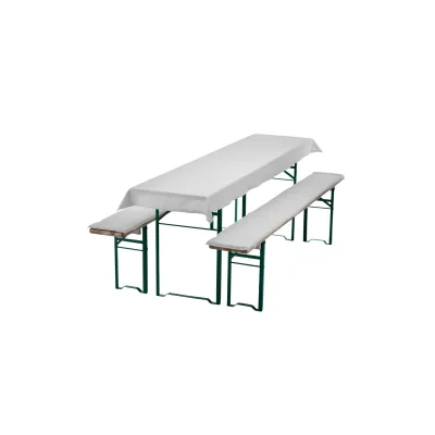 NYVI Bierbankauflagen Set NYVIGala 3 teilig - Auflagen für Bierzeltgarnitur - Tischdecke für Biertisch & Sitzpolster für Bierbänke Farbe:Weiß;Größe:240x70 cm