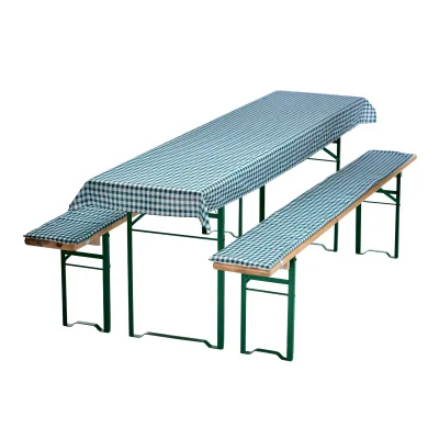 NYVI Bierbankauflagen Set NYVIGala 3 teilig - Auflagen für Bierzeltgarnitur - Tischdecke für Biertisch & Sitzpolster für Bierbänke Größe:130x70 cm;Farbe:Grün Kariert