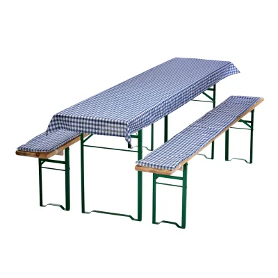 NYVI Bierbankauflagen Set NYVIGala 3 teilig - Auflagen für Bierzeltgarnitur - Tischdecke für Biertisch & Sitzpolster für Bierbänke Größe:240x70 cm;Farbe:Blau Kariert