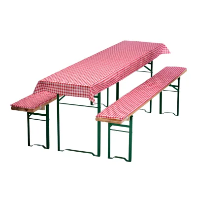 NYVI Bierbankauflagen Set NYVIGala 3 teilig - Auflagen für Bierzeltgarnitur - Tischdecke für Biertisch & Sitzpolster für Bierbänke Größe:240x70 cm;Farbe:Rot Kariert