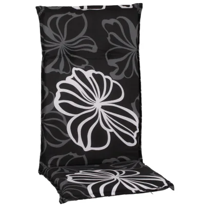 NYVI Gartenstuhl-Auflage Barcelona – Hochlehnerauflage für Gartenstühle Dessin:Black Flower;Anzahl:1x