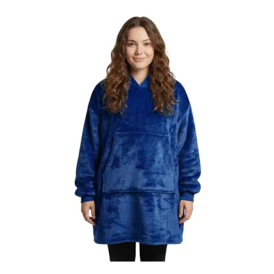 NYVI IamFlauschi Hoodie Decke mit Ärmeln, Kapuze und Kängurutasche - Mit flauschiger Sherpa Innenseite - Tragbare Flanell Decke zum Anziehen für Erwachsene & Jugendliche Größe:S/M 75x75 cm;Farbe:Navy-Blau