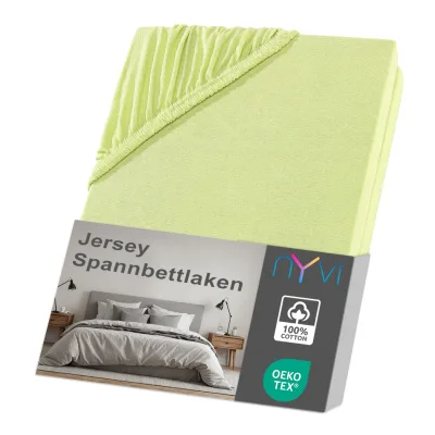 NYVI Jersey Spannbettlaken DreamScience für Matratzen bis 22 cm Höhe - Weich & Anschmiegsam, Rundumgummizug, Bügelfrei Farbe:apfelgrün;Größe:180x200 - 200x200 cm
