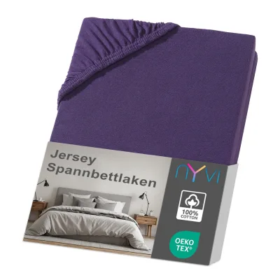 NYVI Jersey Spannbettlaken DreamScience für Matratzen bis 22 cm Höhe - Weich & Anschmiegsam, Rundumgummizug, Bügelfrei Farbe:aubergine;Größe:180x200 - 200x200 cm
