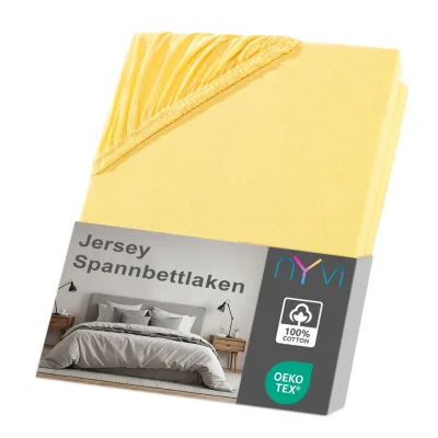 NYVI Jersey Spannbettlaken DreamScience für Matratzen bis 22 cm Höhe - Weich & Anschmiegsam, Rundumgummizug, Bügelfrei Farbe:gelb;Größe:180x200 - 200x200 cm