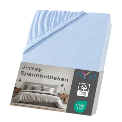 NYVI Jersey Spannbettlaken DreamScience für Matratzen bis 22 cm Höhe - Weich & Anschmiegsam, Rundumgummizug, Bügelfrei Farbe:hellblau;Größe:180x200 - 200x200 cm
