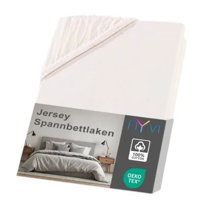 NYVI Jersey Spannbettlaken DreamScience für Matratzen bis 22 cm Höhe - Weich & Anschmiegsam, Rundumgummizug, Bügelfrei Farbe:natur;Größe:180x200 - 200x200 cm