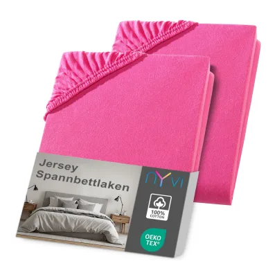 NYVI Jersey Spannbettlaken DreamScience für Matratzen bis 22 cm Höhe - Weich & Anschmiegsam, Rundumgummizug, Bügelfrei Farbe:pink;Größe:140x200 - 160x200 cm (2er Pack)