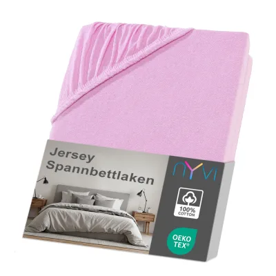 NYVI Jersey Spannbettlaken DreamScience für Matratzen bis 22 cm Höhe - Weich & Anschmiegsam, Rundumgummizug, Bügelfrei Farbe:rosa;Größe:180x200 - 200x200 cm