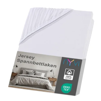 NYVI Jersey Spannbettlaken DreamScience für Matratzen bis 22 cm Höhe - Weich & Anschmiegsam, Rundumgummizug, Bügelfrei Farbe:weiß;Größe:180x200 - 200x200 cm