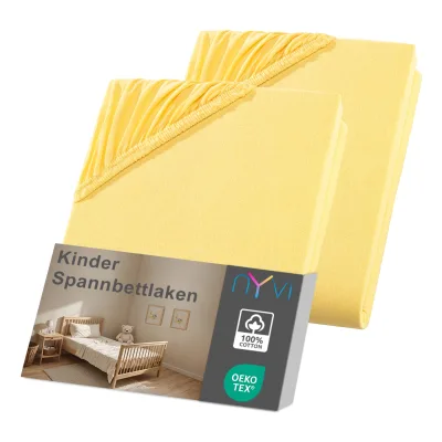 NYVI Kinder Spannbettlaken Junior für Kinderbettmatratzen bis 12cm Höhe - Weich & Anschmiegsam, Rundumgummizug, Bügelfrei Farbe:gelb;Größe:70x140 cm (2er Pack)