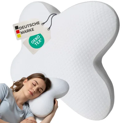 NYVI Nackenstützkissen NYVICloud - Kopfkissen mit Viskoelastischem Memoryschaum - Schmetterlingskissen für Seitenschläfer, Rückenschläfer, Bauchschläfer