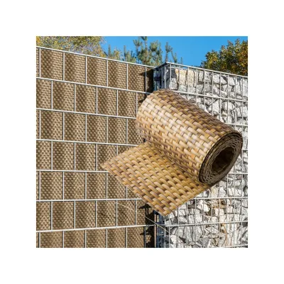 NYVI Polyrattan Sichtschutzstreifen Privafence 255 x 19 cm - Sichtschutz für Doppelstabmatten Zaun Anzahl:10;Farbe:Braun und Beige